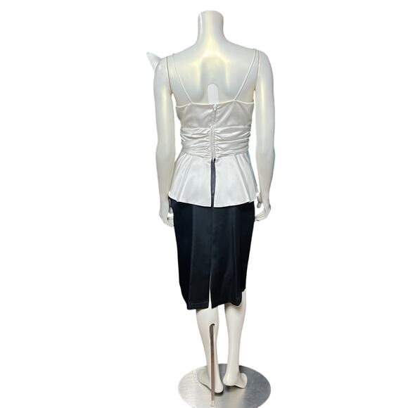 Vintage JCPenney White Satin Peplum Top Rhinestone Bow Size 9 10 - Picture 12 of 16